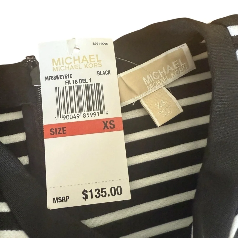 Michael Kors Black and White Sheath Mini Dress